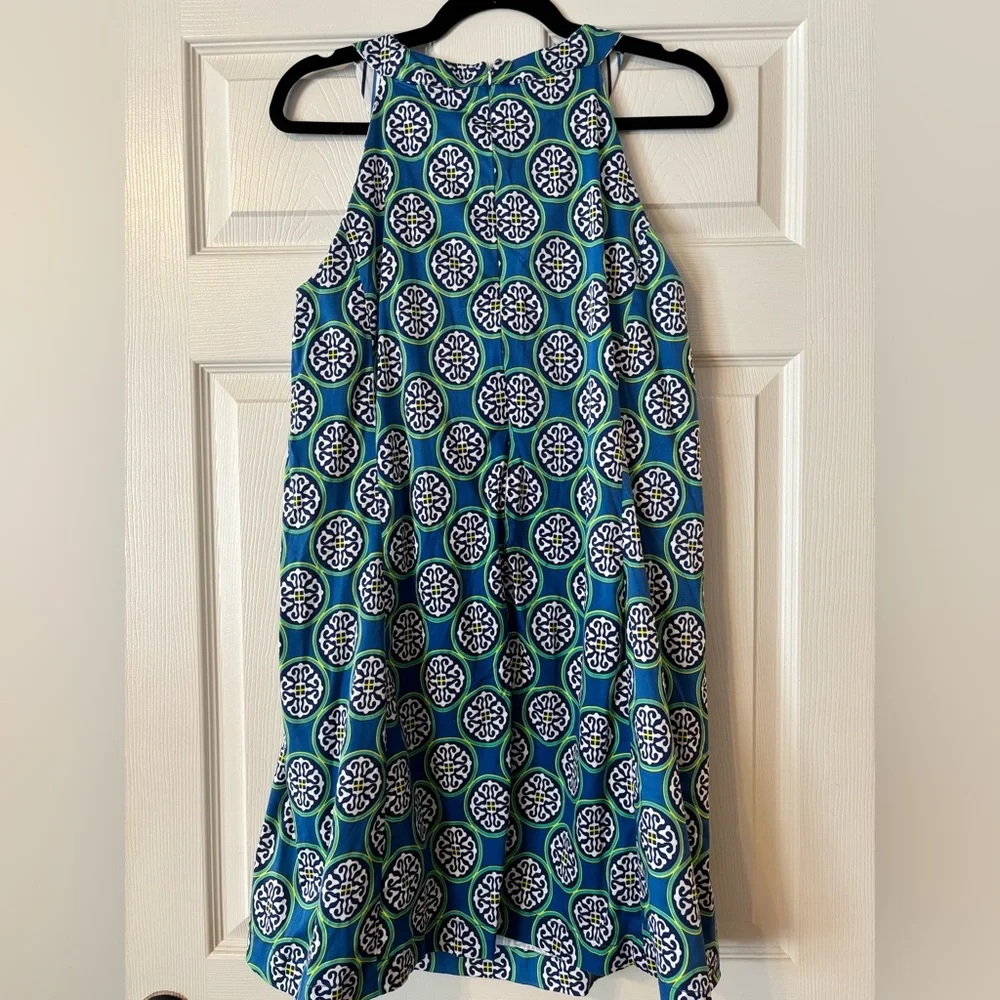 Dizzy Lizzie Vibrant Blue and Green Patterned Mini Dress Large - Picture 4 of 6